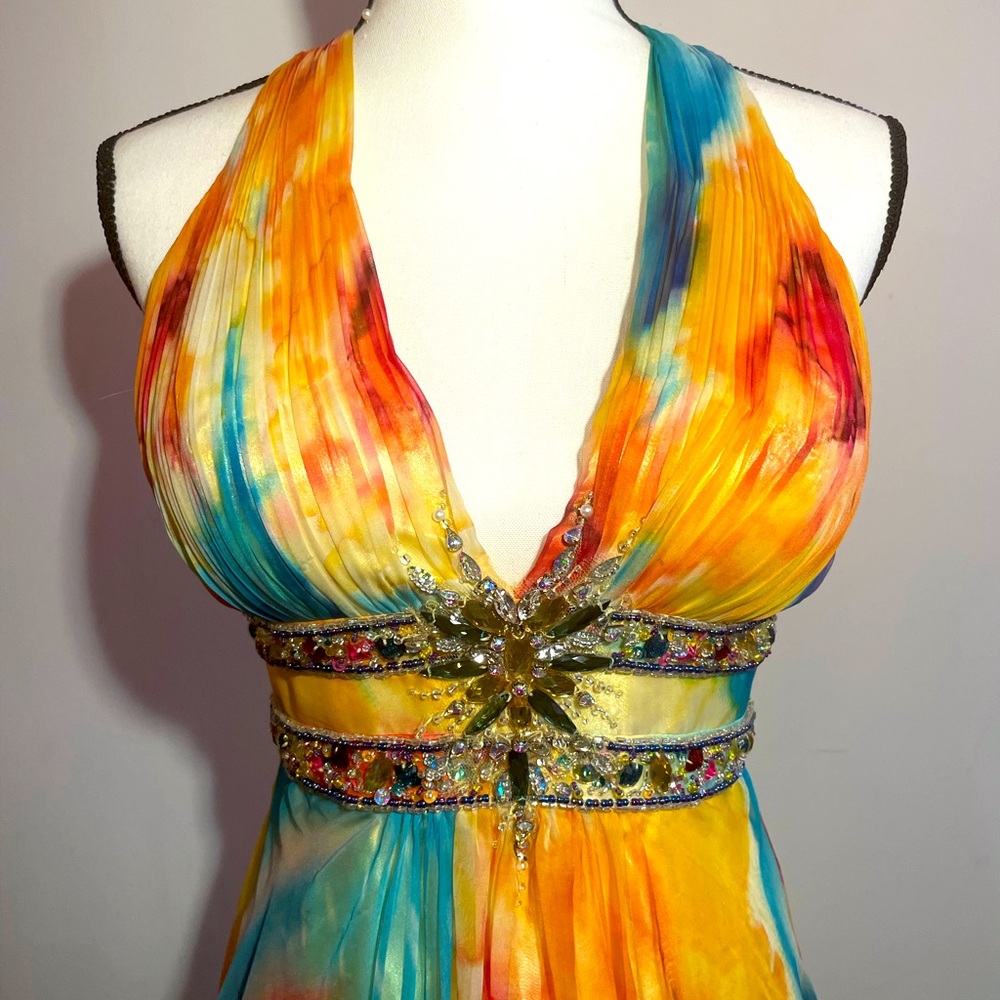 watercolor, floral, bedazzled dress 🌈